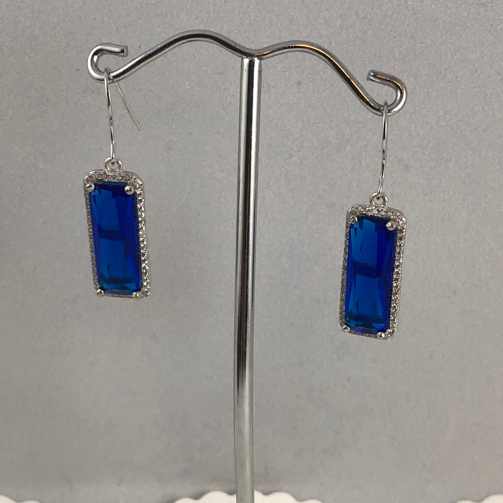 Blue Sapphire & Topaz 925 Sterling Silver Earrings